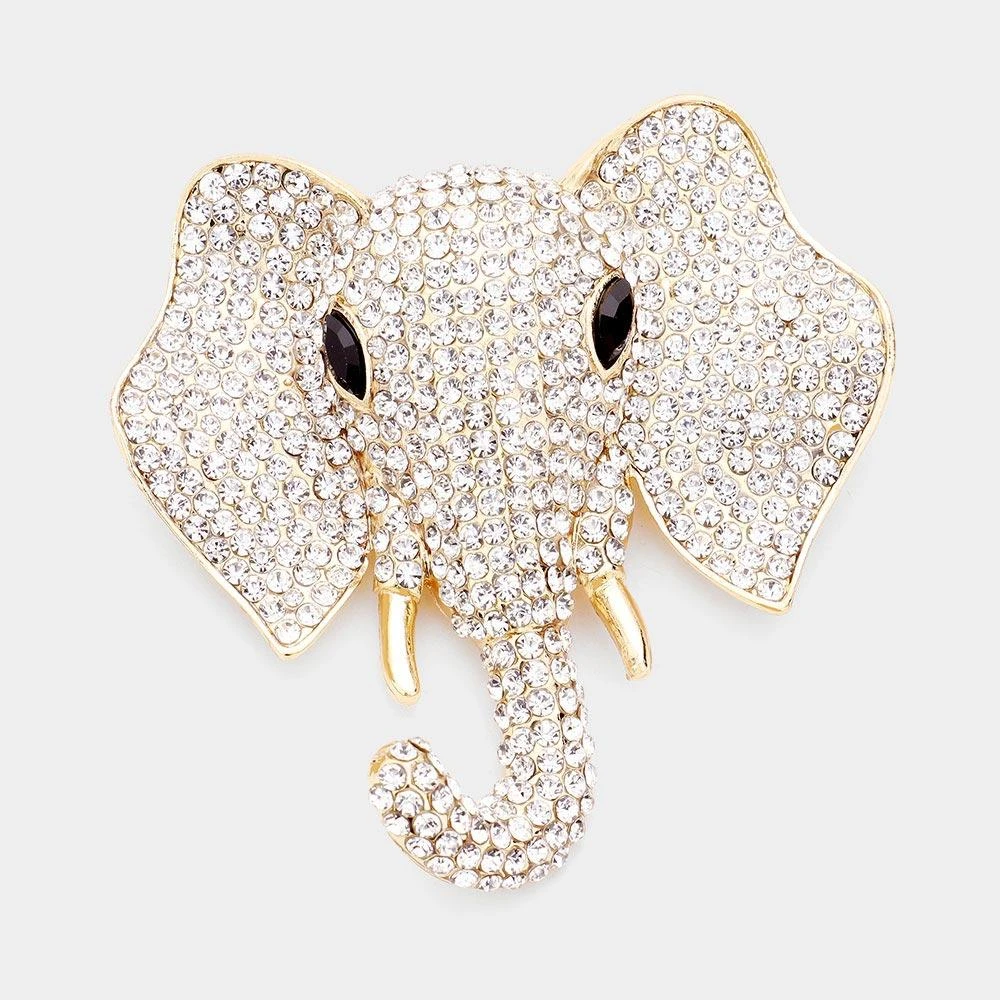 FASHNZFAB Rhinestone Elephant Pin Brooch 3