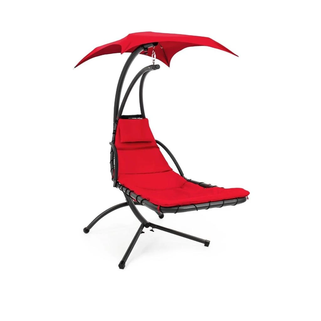 Hivvago Red Single Person Sturdy Modern Chaise Lounger Hammock Chair Porch Swing 3