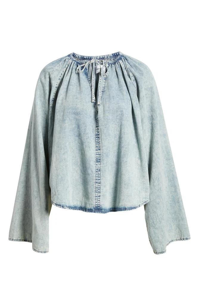 FRAME Tie Neck Denim Top 5