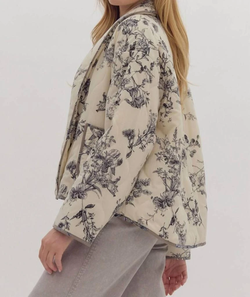 entro Layers Of Love Floral Quilted Jacket In Ecru 4