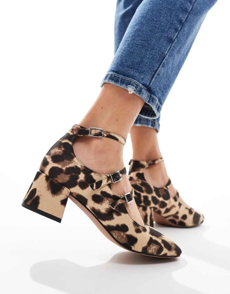 ASOS ASOS DESIGN Socco mid block heeled mary jane shoes in leopard 4