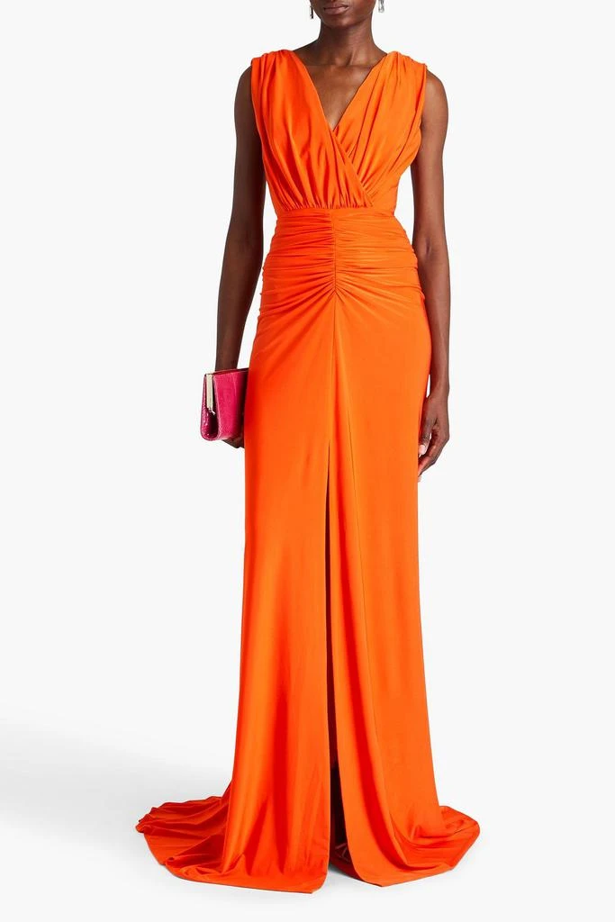 RHEA COSTA Saara ruched satin-jersey gown 2