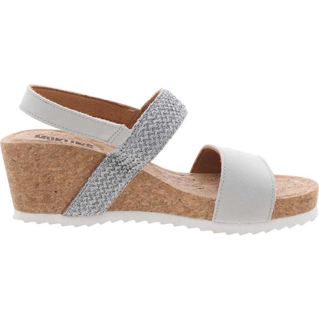MUK LUKS WPL6134 Womens Embroidered Manmade Wedge Sandals