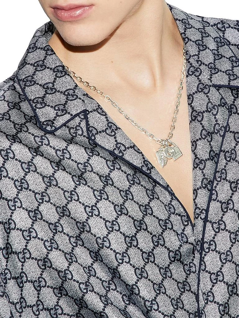 Gucci Trademark Sterling Silver Logo Charm Necklace 2
