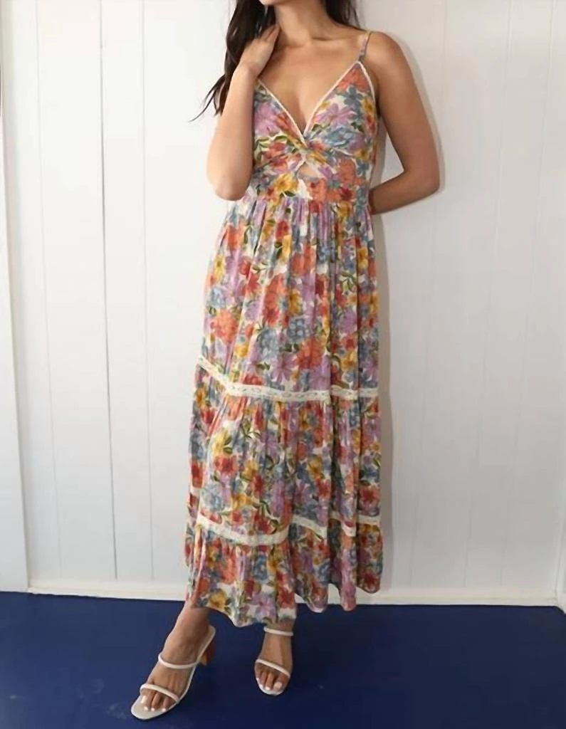 Angie Angie - V Neck Twist Front Maxi Dress With Lace 3