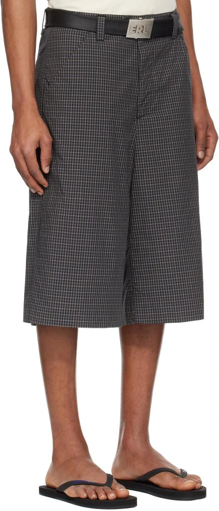ERL Black Tailored Mini Plaid Skate Shorts 2