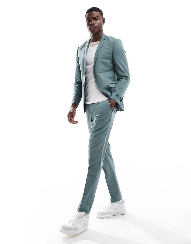 Jack & Jones Jack & Jones slim fit suit jacket in sage green 4