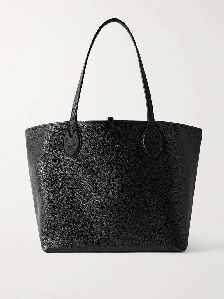 Gucci Totissima 正反两用纹理皮革提花帆布手提包