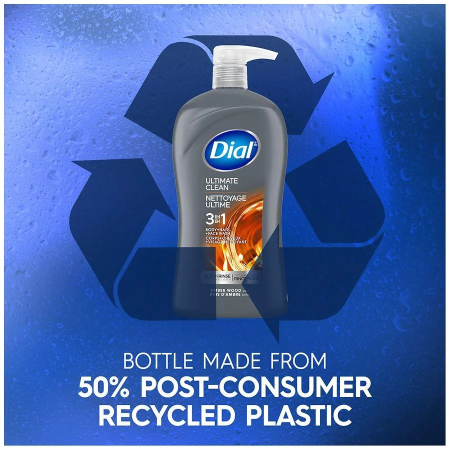 Dial Men Body + Hair + Face Wash, Ultimate Clean Amber Wood 2