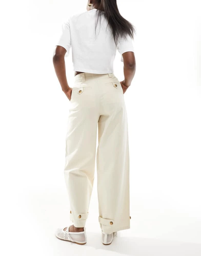 ASOS ASOS DESIGN laundered barrel trousers with tab detail in bone white 3
