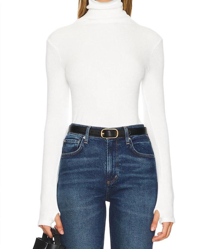Enza Costa Knit Turtleneck In Winter White