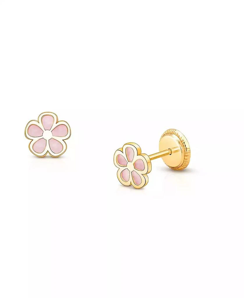 Tiny Blessings 14K Gold Genuine Bloom Mother of Pearl Flower Studs Screw Back Earrings