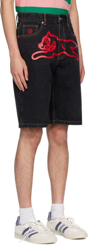 ICECREAM Black Running Dog Denim Shorts 2