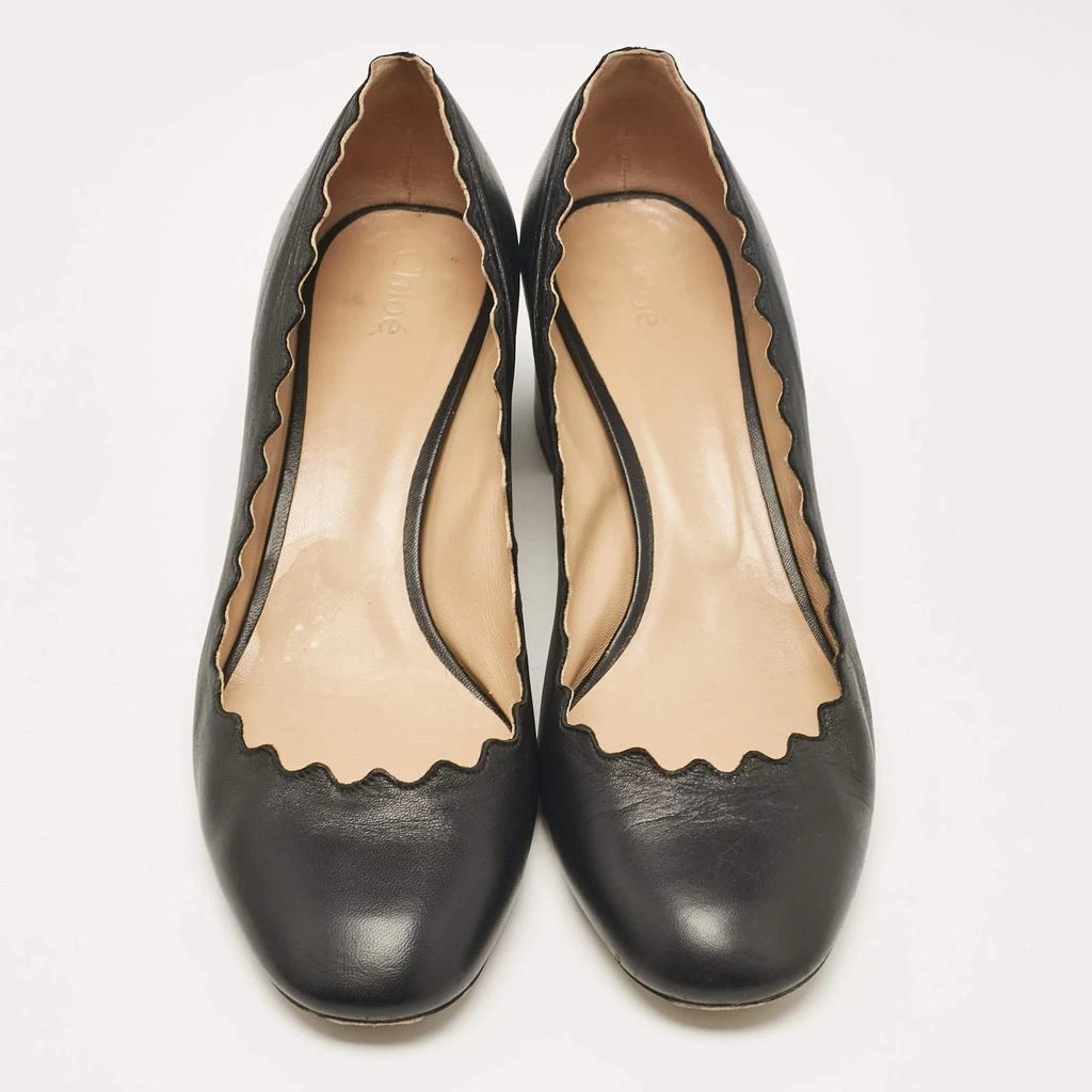 Chloé Chloe Black Scalloped Leather Lauren Pumps Size 39.5 3