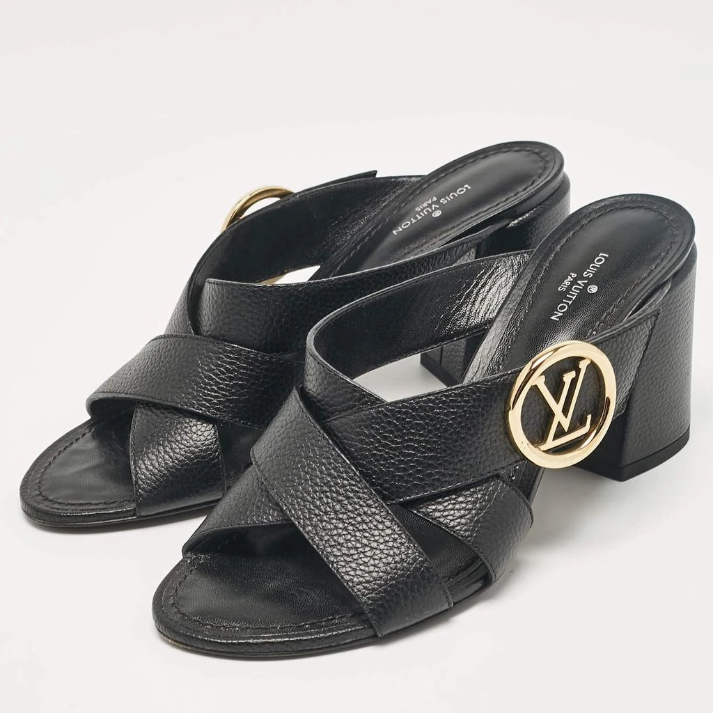 Louis Vuitton Louis Vuitton Black Leather Slide Sandals Size 36.5 2