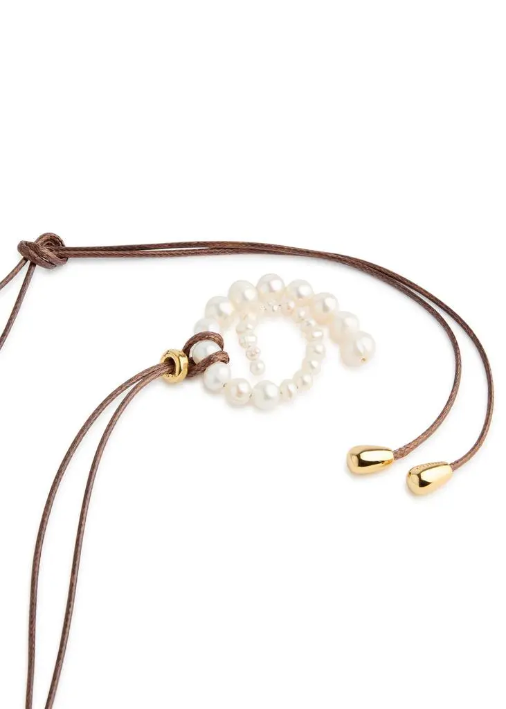 Eliou Arla pearl-embellished cord wrap necklace  4