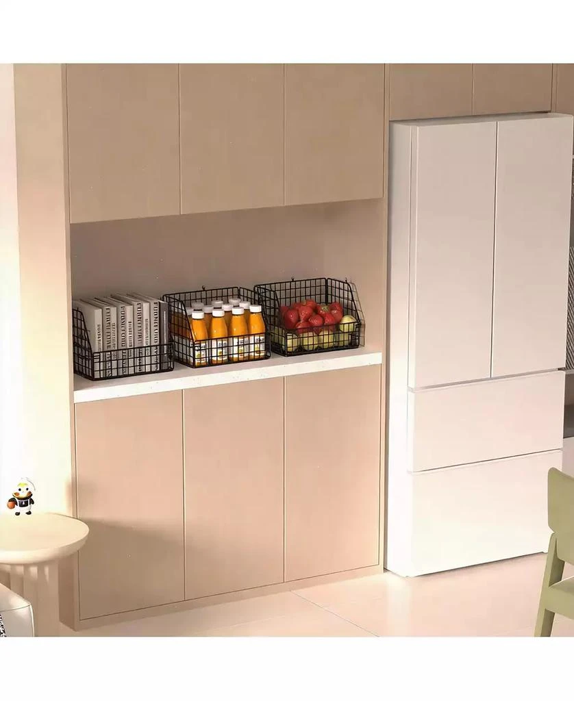 YIGII 3-Pack Stackable Wire Baskets for Kitchen, Closet, Pantry 5