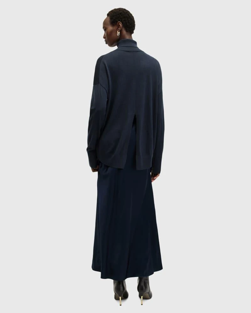 ALL SAINTS AllSaints 2in1 Neo satin maxi dress in navy 4
