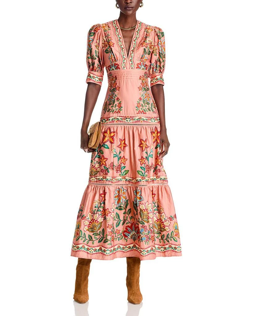 Farm Rio Pink Garden Delight Short Sleeve Maxi Dress 3