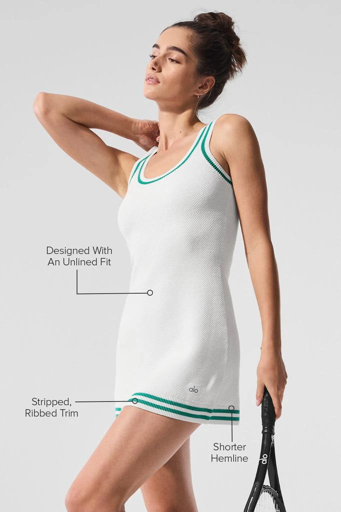Alo Tennis Club Sweater Knit Dress - White/Spruce Green 2
