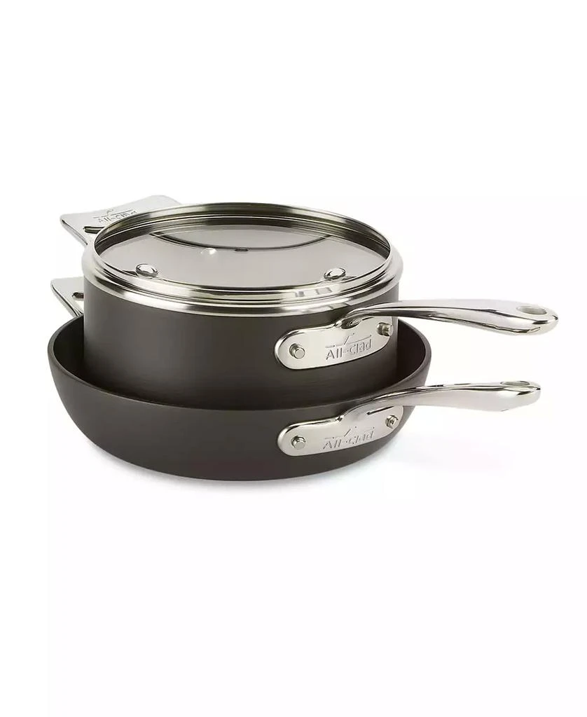 All-Clad Essentials Hard Anodized Nonstick Cookware Set, 2-piece Fry and Sauce Pan with lid Set 4