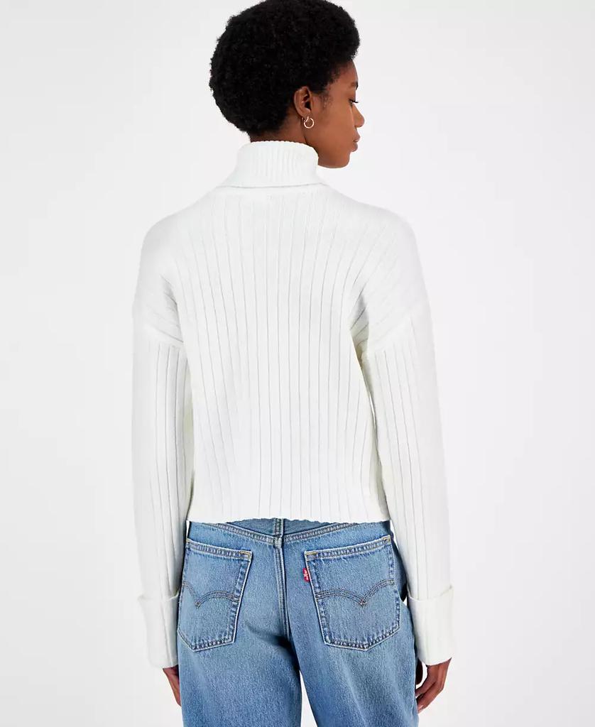 Ultra Flirt Juniors' Ribbed Cuffed Sleeve Turtleneck Sweater