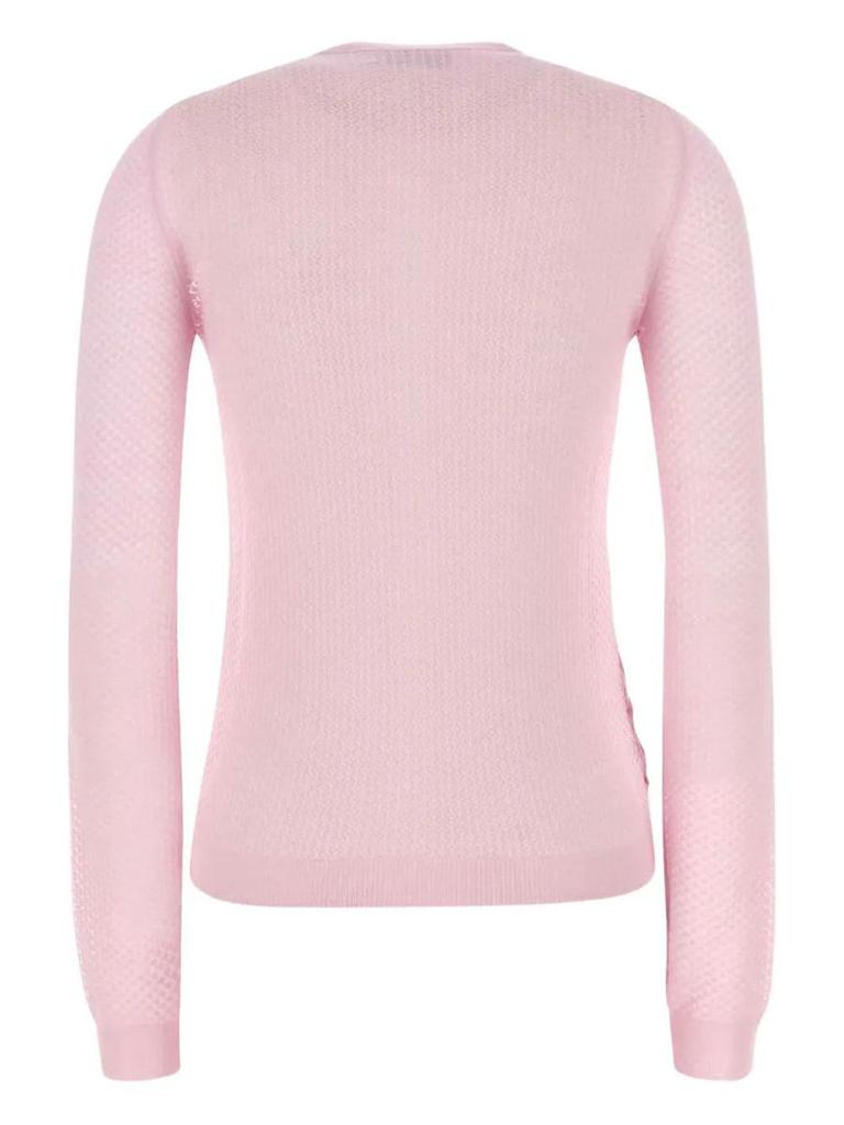 miumiu ロゴニット　ピンク Miu Miu Pink and White Logo Mohair Sweater – Wararni.com