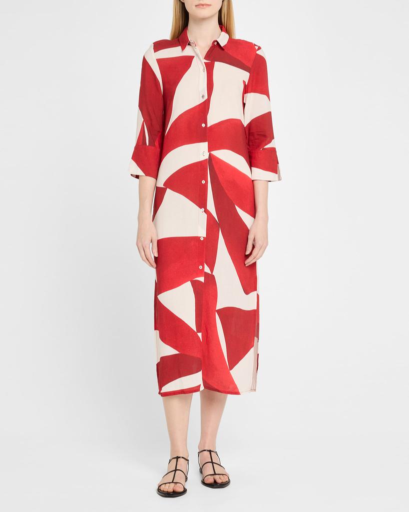 LENNY NIEMEYER Geometric Side Slit Maxi Shirtdress