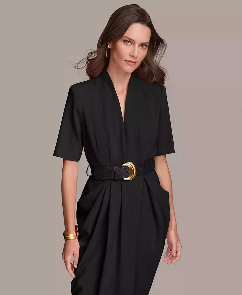 Donna Karan Women's V-Neck Belted Short-Sleeve Midi Dress 3