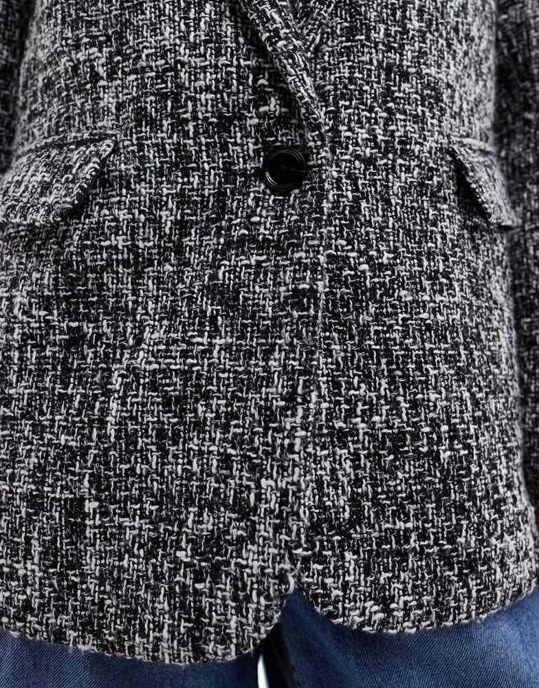 Abercrombie & Fitch Abercrombie & Fitch tweed blazer in black and white 4
