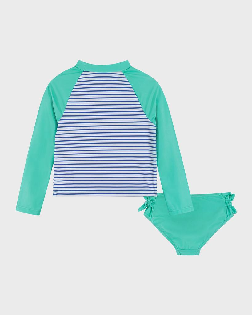 Andy & Evan Girl's 3D Butterfly Striped Rashguard & Bottoms, Size 2T-6X