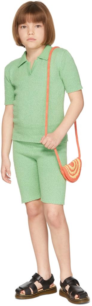 Misha & Puff Kids Green Bouclé Polo