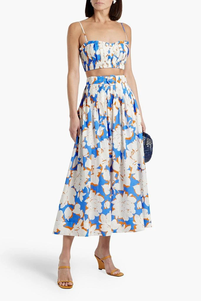 NICHOLAS Pleated floral-print linen bustier top 2