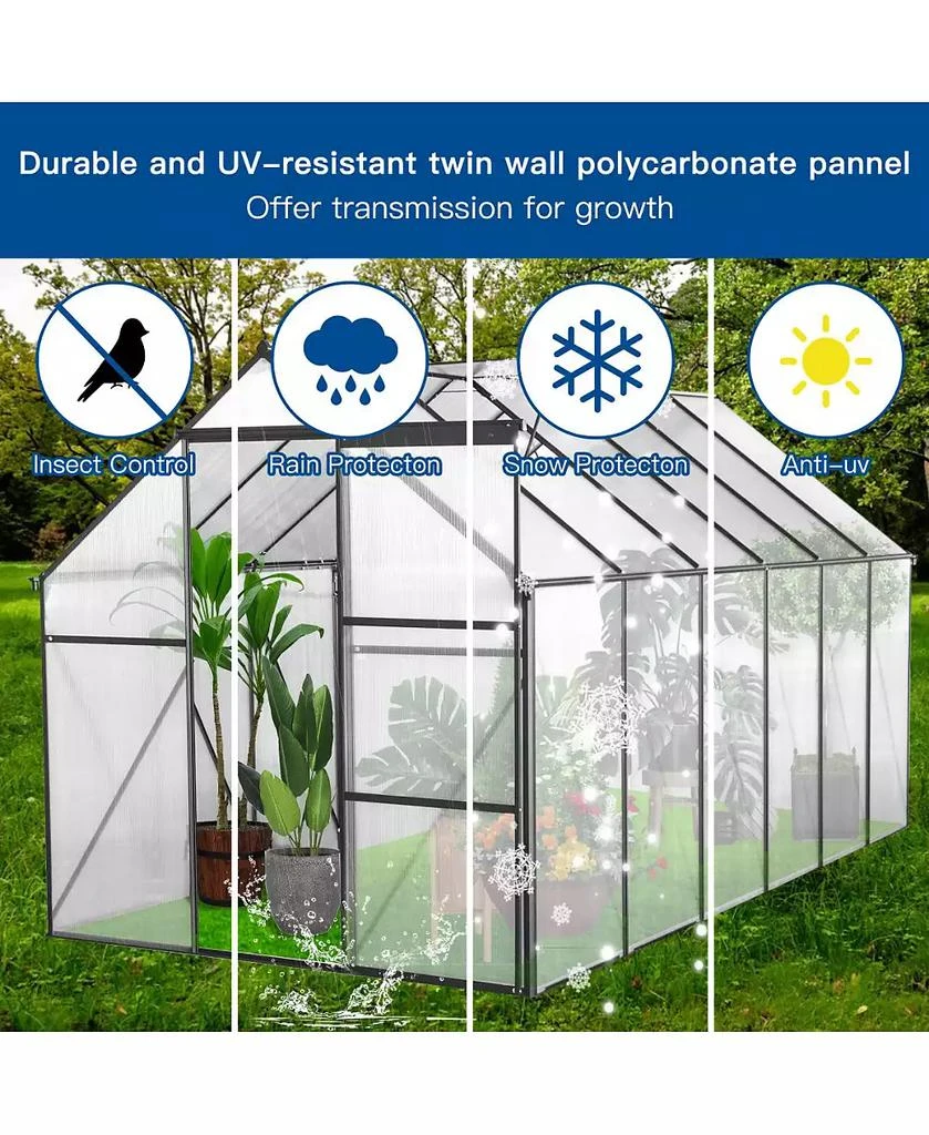Streamdale Furniture 6x12 FT Heavy-Duty All-Season Greenhouse with Aluminum Base 2
