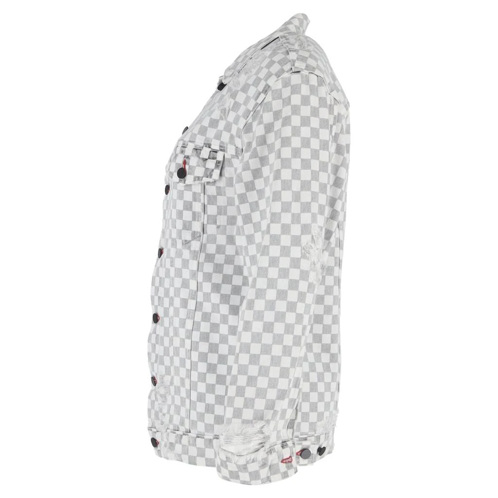 Alexander Wang Daze With Checkerboard Print Denim Jacket in Grey Cotton 2