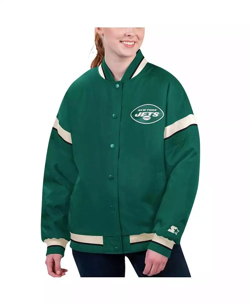 Starter Women's Green New York Jets Tournament Full-Snap Varsity Jacket 1