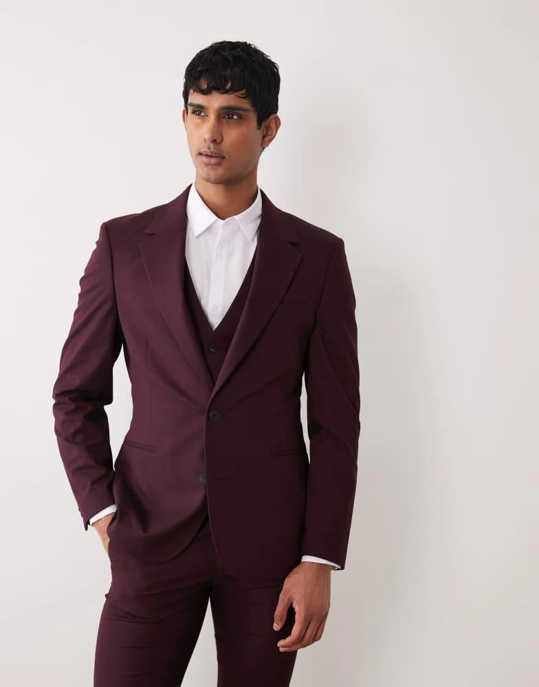 ASOS ASOS DESIGN skinny suit jacket in burgundy