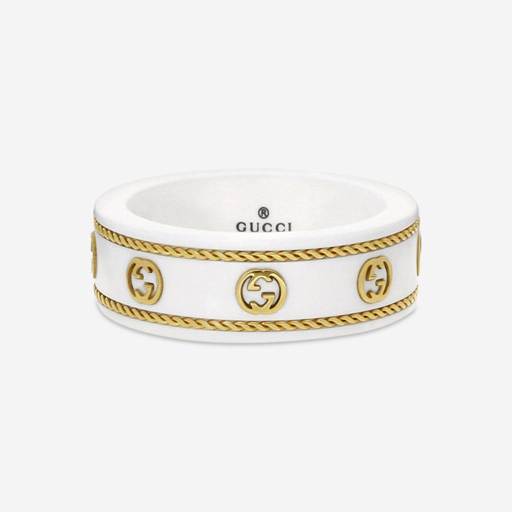 Gucci Gucci Icon 18K Yellow Gold & Zirconia Band Ring YBC606826002013