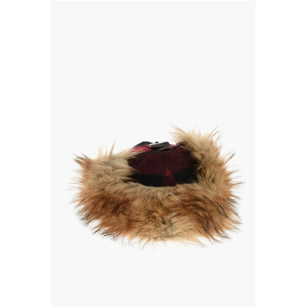 DSQUARED2 Dsquared² SKI Buffalo Checked Cap with Faux Fur Men's Details 2