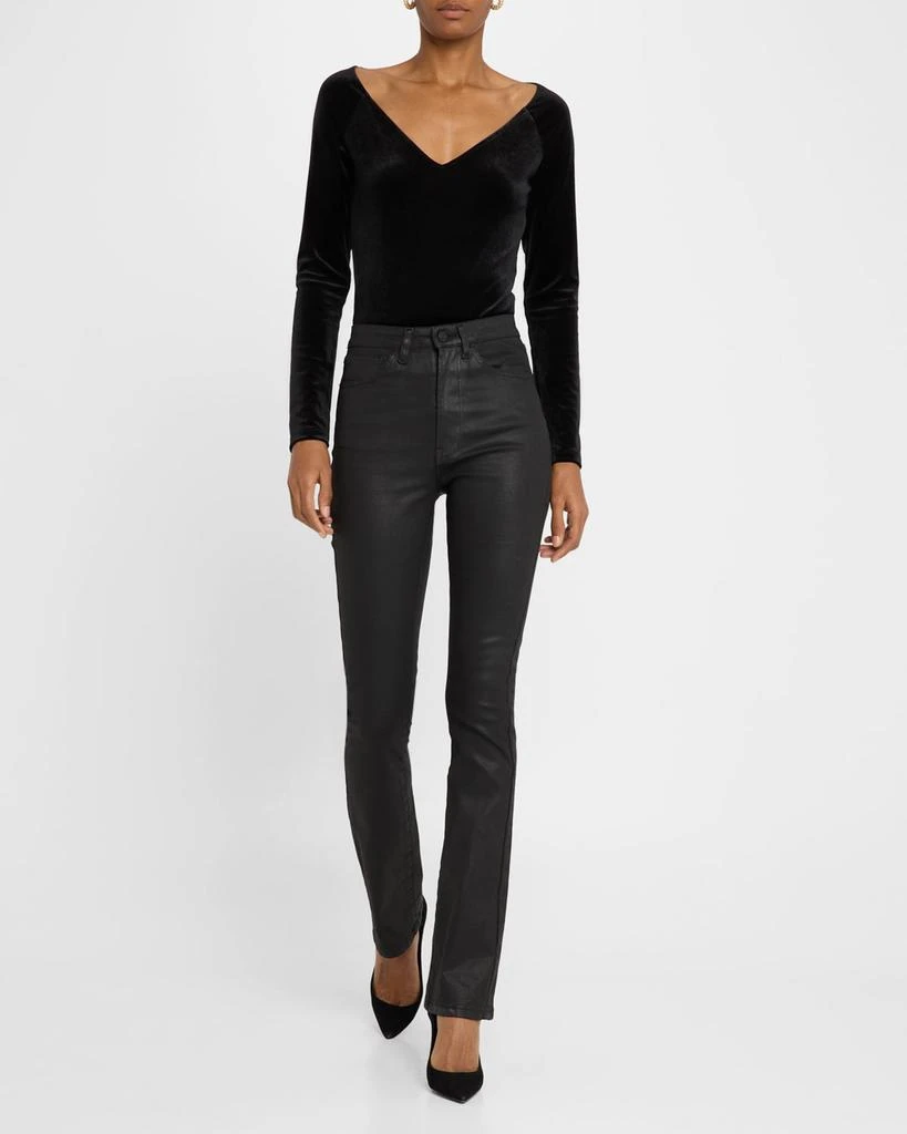 L'Agence Winona Long-Sleeve Velvet Bodysuit 2