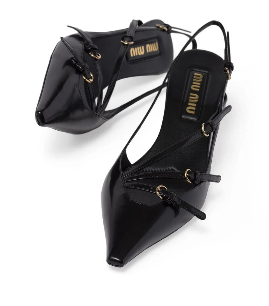 Miu Miu Brushed Leather Slingback Pumps 55 5