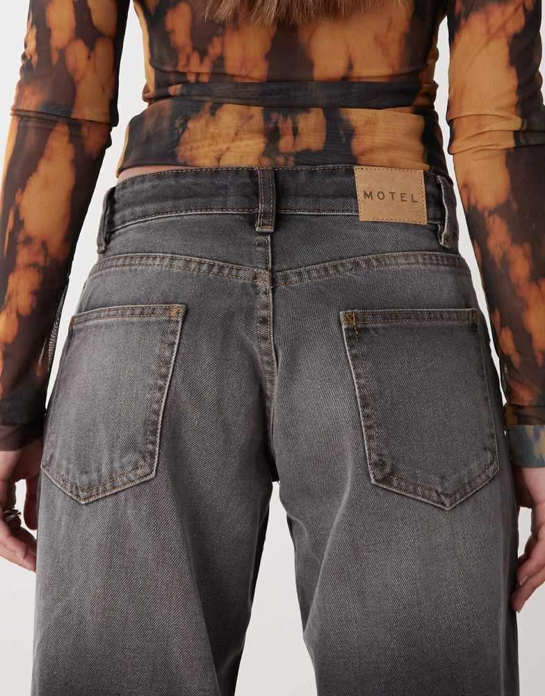Motel Motel roomy extra wide low rise jeans in grey used bleach 4