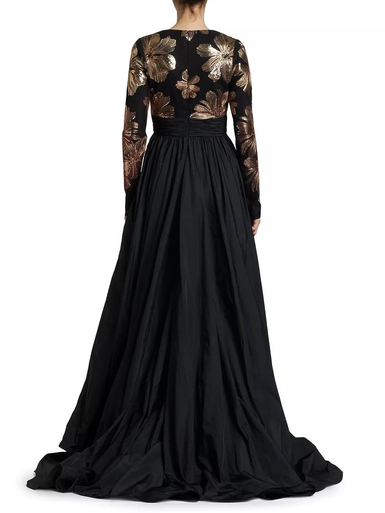 Pamella Roland Floral Tulle &amp; Taffeta A-Line Gown 5
