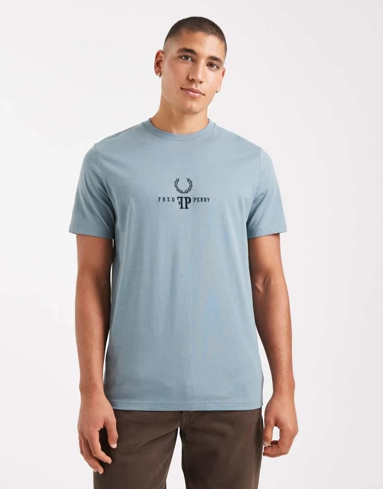 Fred Perry Fred Perry monogram t-shirt in light blue 1