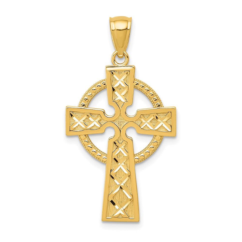Diamond2Deal 14k Yellow Gold Celtic Cross Pendant