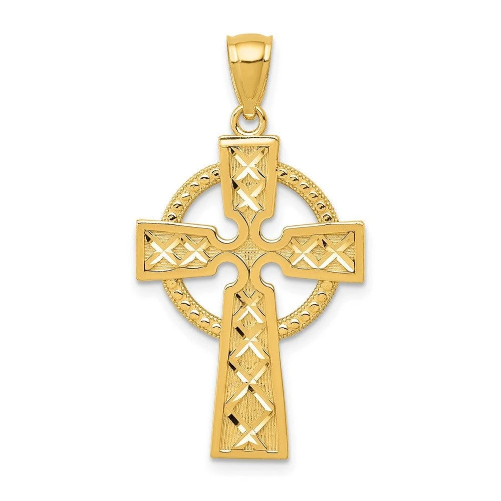 Diamond2Deal 14k Yellow Gold Celtic Cross Pendant 1