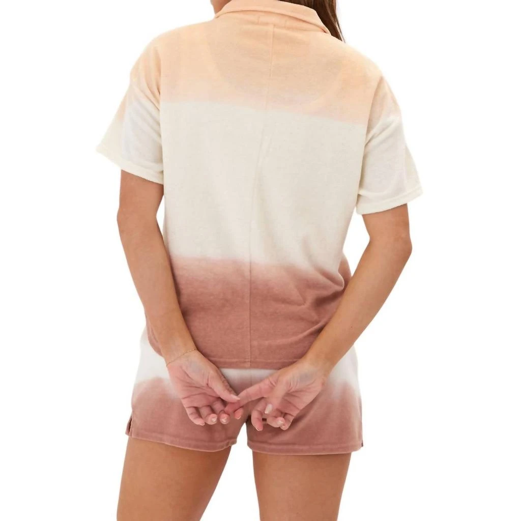 Threads for Thought Mikaela Gradient Terry Button Down Shirt In Abalone/dune 4