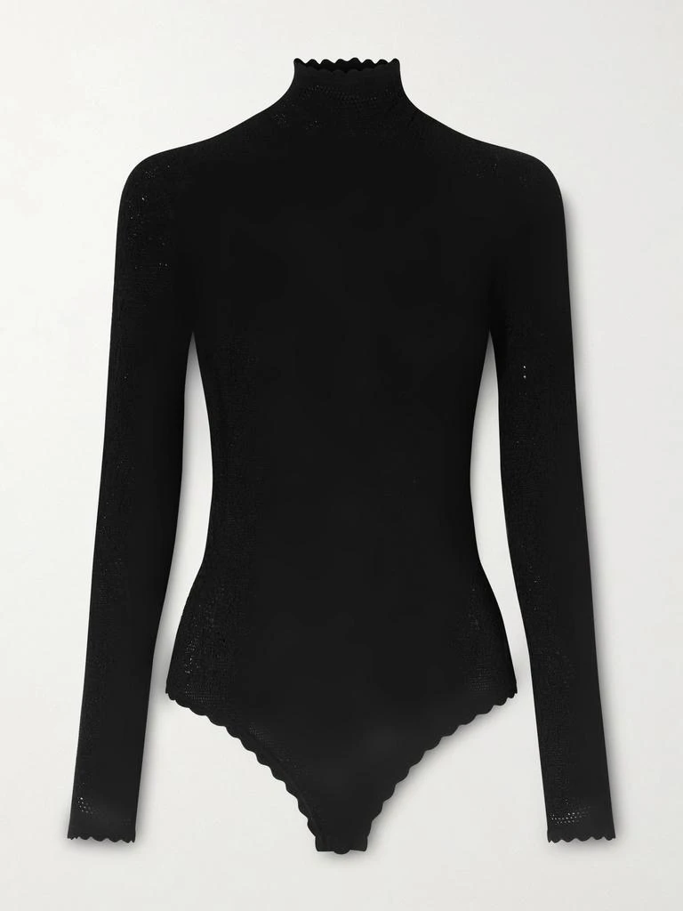 Givenchy Open-back Lace Turtleneck Bodysuit