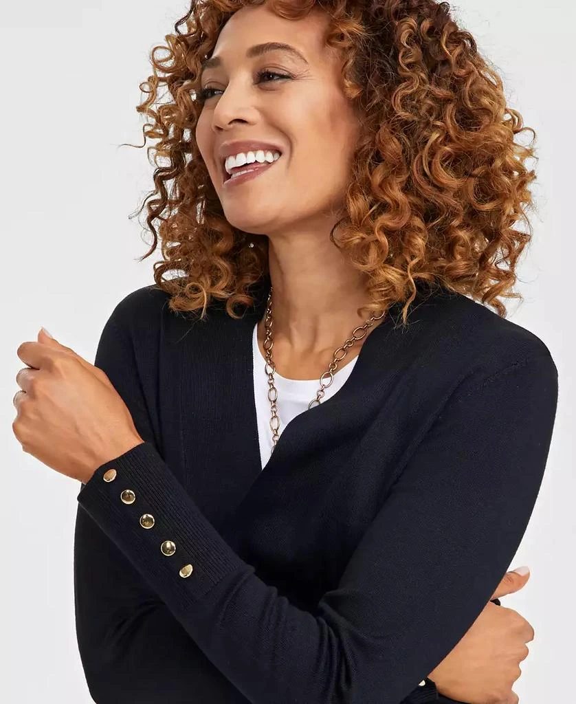 JM Collection Petite Open-Front Button-Cuff Cardigan, Created for Macy's 3