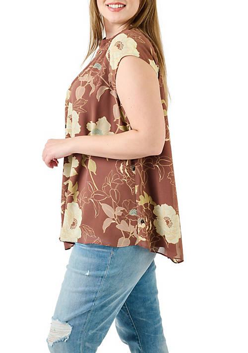 DR2 by Daniel Rainn By Daniel Rainn Floral Cap Sleeve Top Plus Size